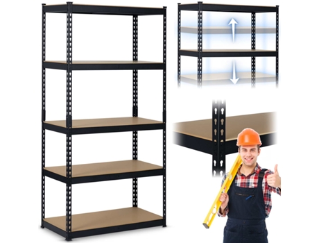 Estante Metálico De Armazenamento Humberg Hr-700 - 183 X 90 X 45 Cm, Preto