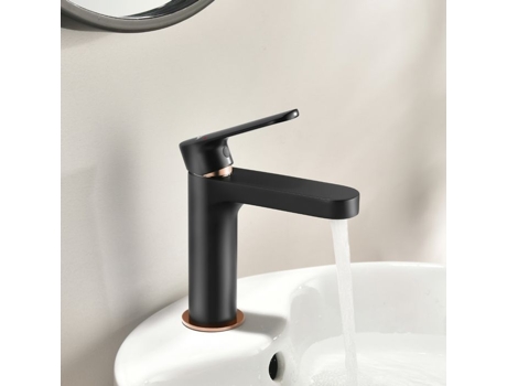 Torneira para Lavatório Auralum em Latão Preto Altura 156 Mm Água Fria e Quente Ajustável LONHEO