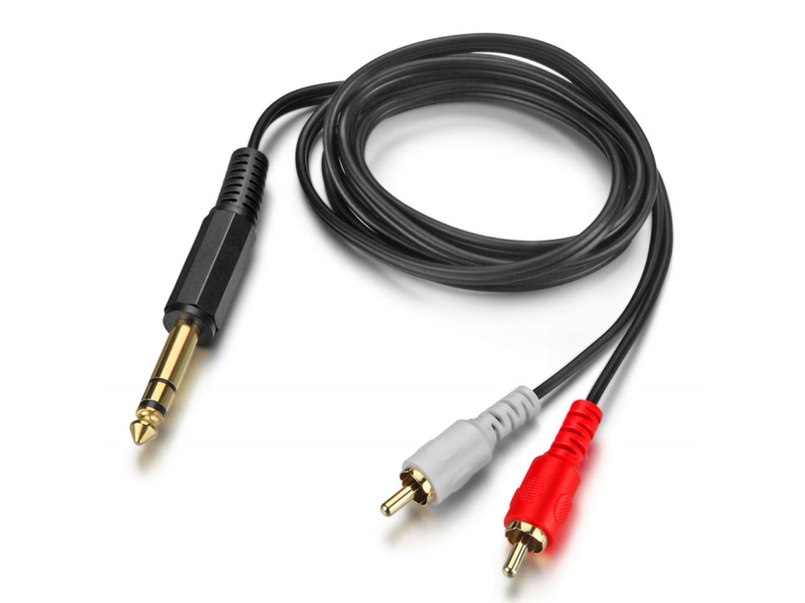 Cabo de Áudio Estéreo Divisor em Y 20 Cm/1,5 M com Conector Macho 6,35 Mm para 2 Rca Macho AQUAFORGE