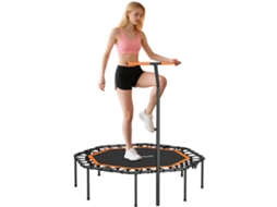 Cama Elástica De Fitness, De Treino Com Barra De Apoio Ajustável, Estável E Silenciosa, Para Uso Interno, Em Aço, Laranja.