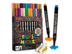 Marcadores para Tecido, 24 Cores, Permanentes, Secagem Rápida e À Prova D'água, Ideais para Pintura Têxtil Diy Infantil. X001