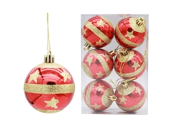 6 Bolas de Natal de Plástico com Glitter 6Cm Decoração de Natal NEVEANCE