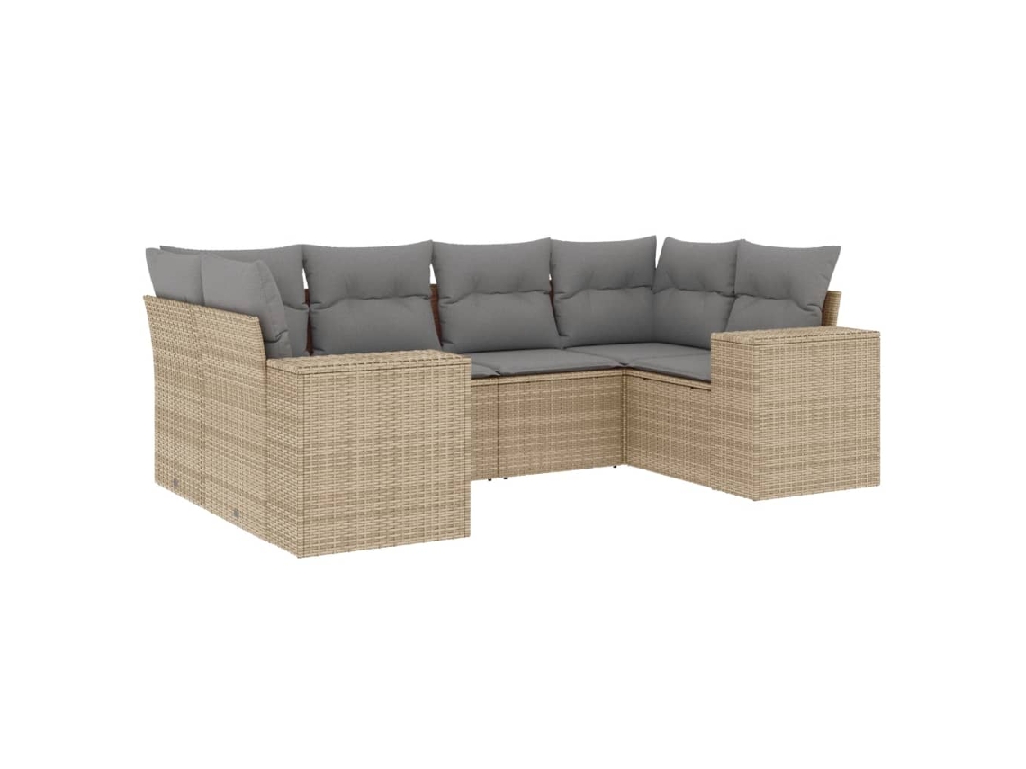 Conjunto de 6 Sofás P/ Jardim com Almofadões Vime Pe Bege MAISON EXCLUSIVE (80x200 cm)