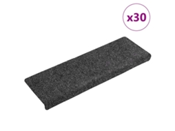 Vidaxl Tapetes De Escada Autoadesivos 30 Peças 65x21x4 Cm Cinzento Escuro Com Borda Retangular