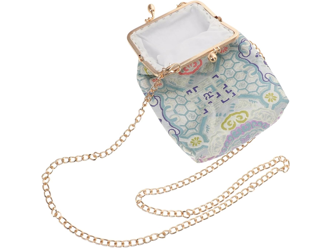 Bolsa De Ombro Feminina Bordada À Mão, Pequena Bolsa Estilo Vintage Azul Com Bolso Para Celular E
