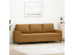 Vidaxl Sofá De 3 Lugares 180 Cm Veludo Castanho
