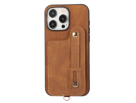 Suporte Casa Para Iphone 14 Pro Max Abeel Pele Sintética Com Porta-cartões Castanho