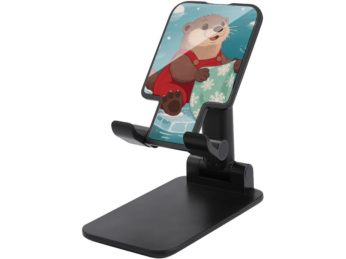 Suporte Pequeno, Ajustável E Dobrável Para Celular, Com Tema Natalino, Ideal Para Uso Em Mesas E Com Base Antiderrapante