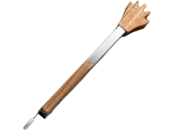 Pinça Para Alimentos Villcase Em Madeira De Acácia, 23cm, Com Cabo Em Aço Inoxidável Isolamento Térmico, Formato