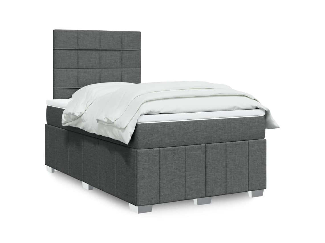 Vidaxl Cama Boxspring Com Colchão 120x190 Cm Tecido Cinzento-escuro