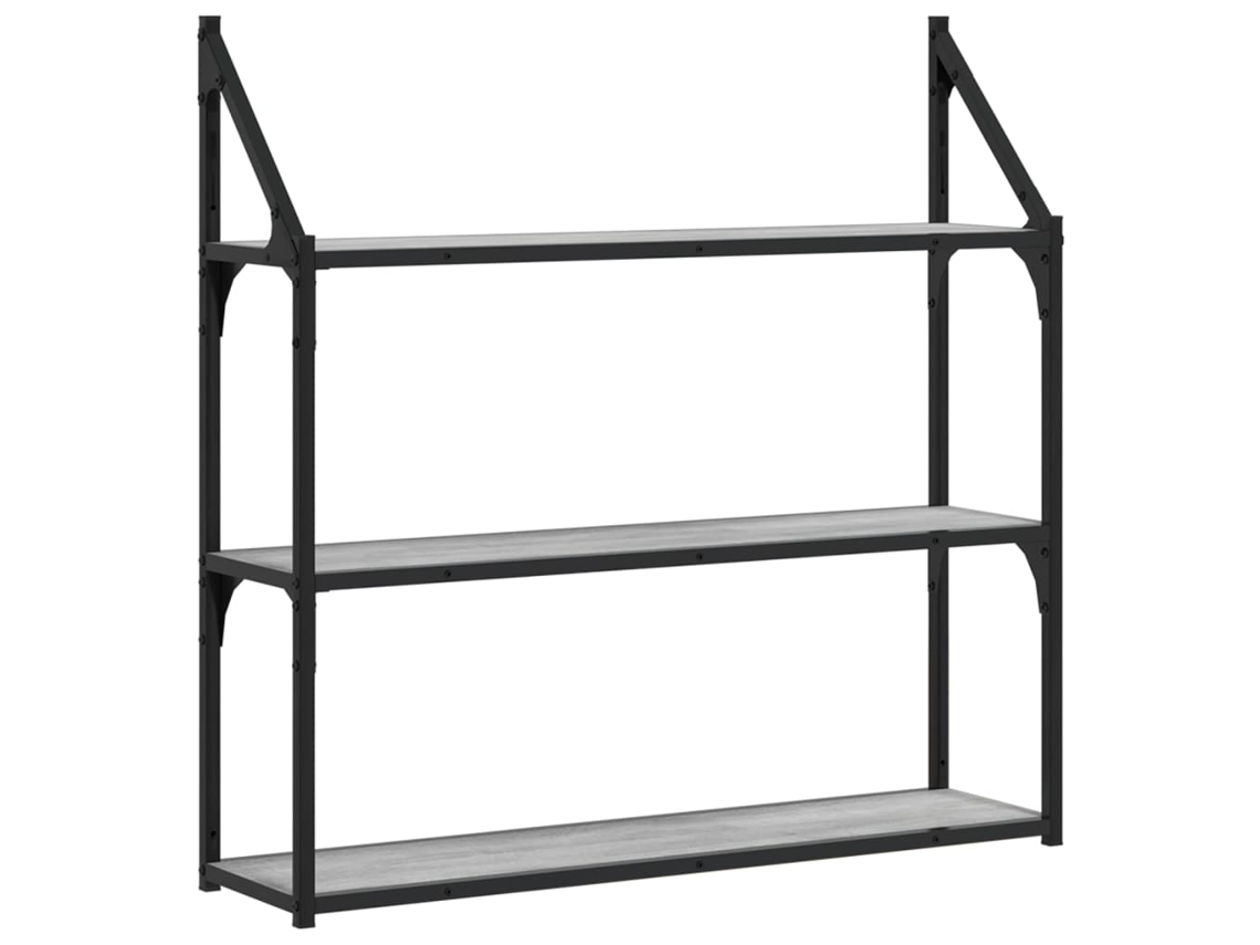 Wall Shelf, Wall Shelves Vidaxl Cinzeto Madeira Processada (80 X 21 X 78.5 Cm)