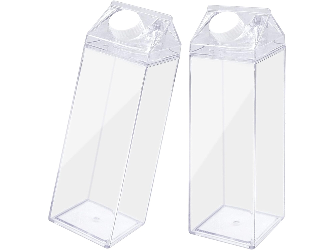 Embalagem Para Leite Transparente, Pacote Com 2 Garrafas De Água Reutilizáveis, Quadradas E Transparentes  Slowmoose