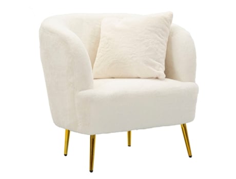 Poltrona Glam Soffy Em Pele Sintética 73x66x78 Cm Branco E Dourado Mauroferretti