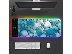 Mouse Pad Gamer Com Luz Led Rgb Com Carregamento Sem Fio De 15 W, Tapete De Mesa 800x300x3 Mm Com 17 Modos De Luz Digitallab