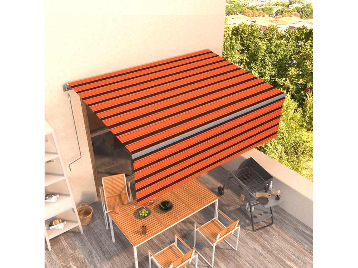 Vidaxl Toldo Retrátil Automático Com Estore 4x3 M Laranja E Castanho
