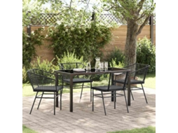 Vidaxl Conjunto De Jantar Para Jardim 5 Unid. Preto Vime Pe