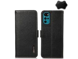 Capa Para Celular Motorola Moto G22 Khazneh Em Couro Cor Lichia Com Fecho Magnético Lateral E Proteção Rfid.