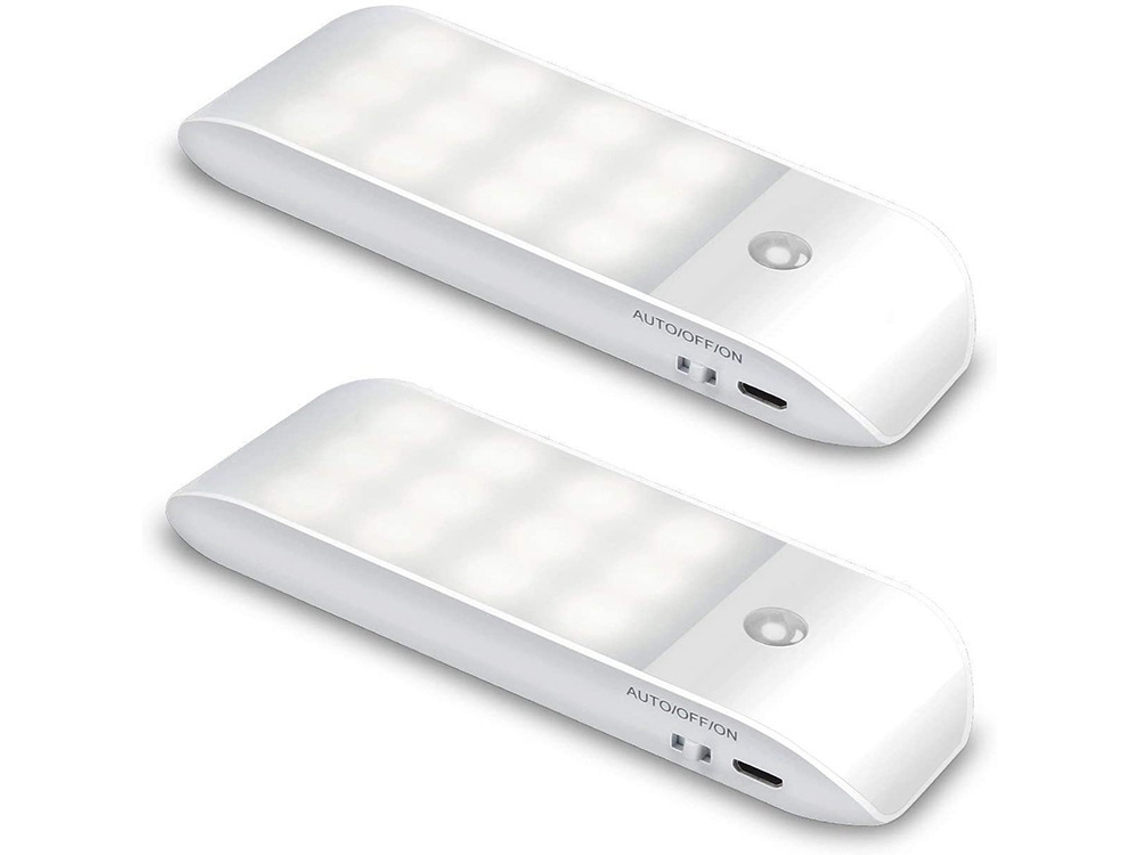 Luminária Led Automática, 12 Leds, Recarregável Via Usb, Para Armário, Com Sensor De Movimento E Fita Magnética, 3 Modos(automático/ligado/desligado)