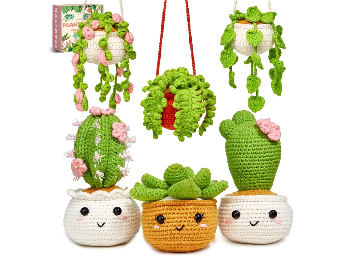 MEOIRUERY Kit Inicial De Plantas Tudo Em Um, Conjunto De Artesanato Para Decoração Multiuso, Kits Iniciais De Crochê Com Tutoriais Em Vídeo Passo A Passo, Kits