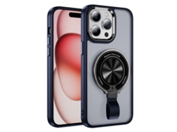 Suporte Casa Pega Para Iphone 15 Pro Pele Sintética Magnética Azul