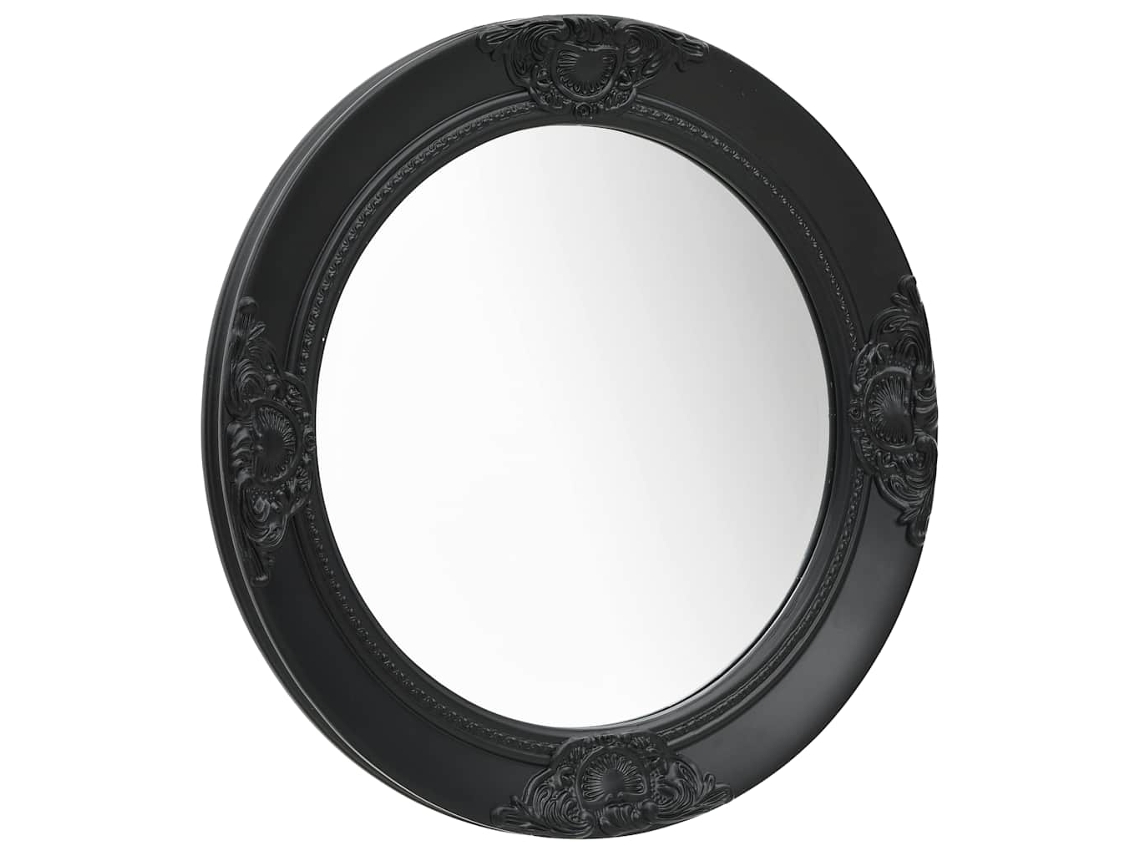 Vidaxl Espelho De Parede Estilo Barroco 50 Cm Preto