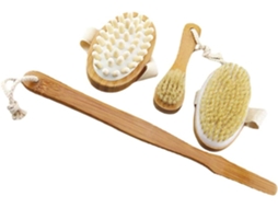 Conjunto De 4 Escovas Banho Com Cerdas Naturais E Cabo Longo Para Esfoliação Corporal, Facial E Das Costas Adequadas