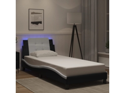 Vidaxl Estrutura De Cama Com Led Sem Colchão Zadar 80x200cm Preto/branco