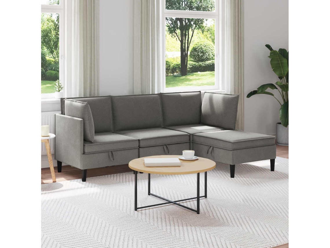 Vidaxl Conjunto De Móveis Para Sala De Estar 4 Pcs Cinzento-escuro