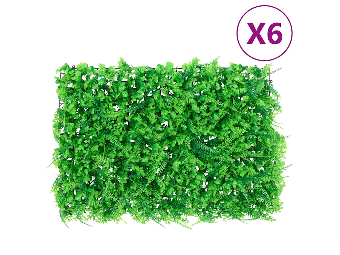 vidaxl Vedação De Folhas De Feto Artificiais 6 Pcs 40x60 Cm Verde