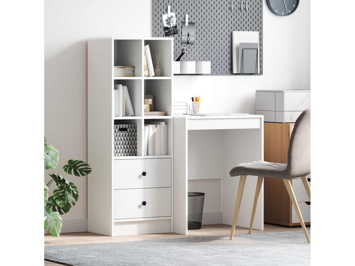 Vidaxl Mesa Com Gaveta Com Prateleira Com Armazenamento 2 Pcs Branco