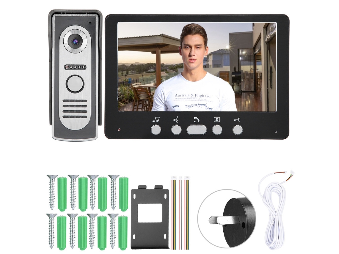 Campainha De Vídeo Colorida Preta De 7 Polegadas (tela Grande De 7 Polegadas, Função De Visão Noturna)