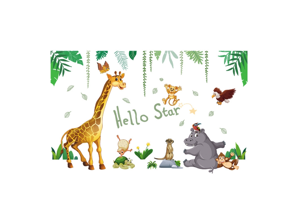 Decalques De Parede De Animais Da Selva Safari Girafa Elefante W Aquaforge