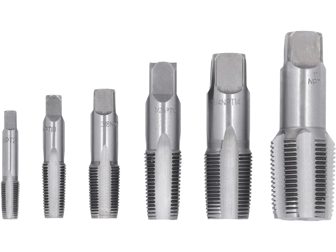 Kit De 6 Peças De Ferramentas Para Roscas E Tubos Npt Em Aço Carbono