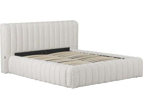 Cama De Casal Em Tecido Tignes Com Arrumação - 160 X 200 Cm - Bege