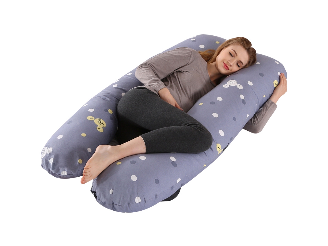 Almofada para Grávidas, Travesseiro de Dormir para Gestantes, Alívio Dor no Corpo Durante a Gravidez SPQMENT (150x80cm bolinhas Cinza)