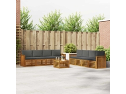 Vidaxl Conjunto De Sofás Para Exterior 9 Unid. Natural E Antracite