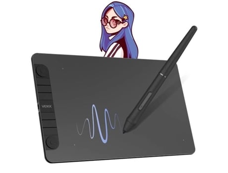 Tablet gráfico Veikk Vk1060pro de 10 x 6 polegadas com 2 rodas de rolagem, 6 teclas expressas e sem bateria