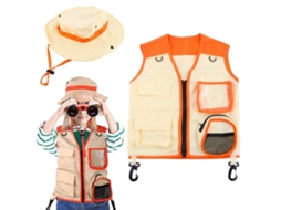 Primerox conjunto de Traje Explorador Infantil Chapéu e Colete Kit Aventura Ao Ar Livre Cosplay
