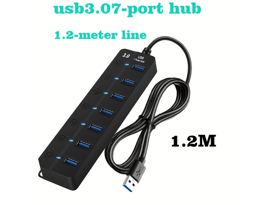 Hub USB 3.0 de 7 portas, interruptores, estação de encaixe, notebooks, trabalho remoto, STELASPLEN