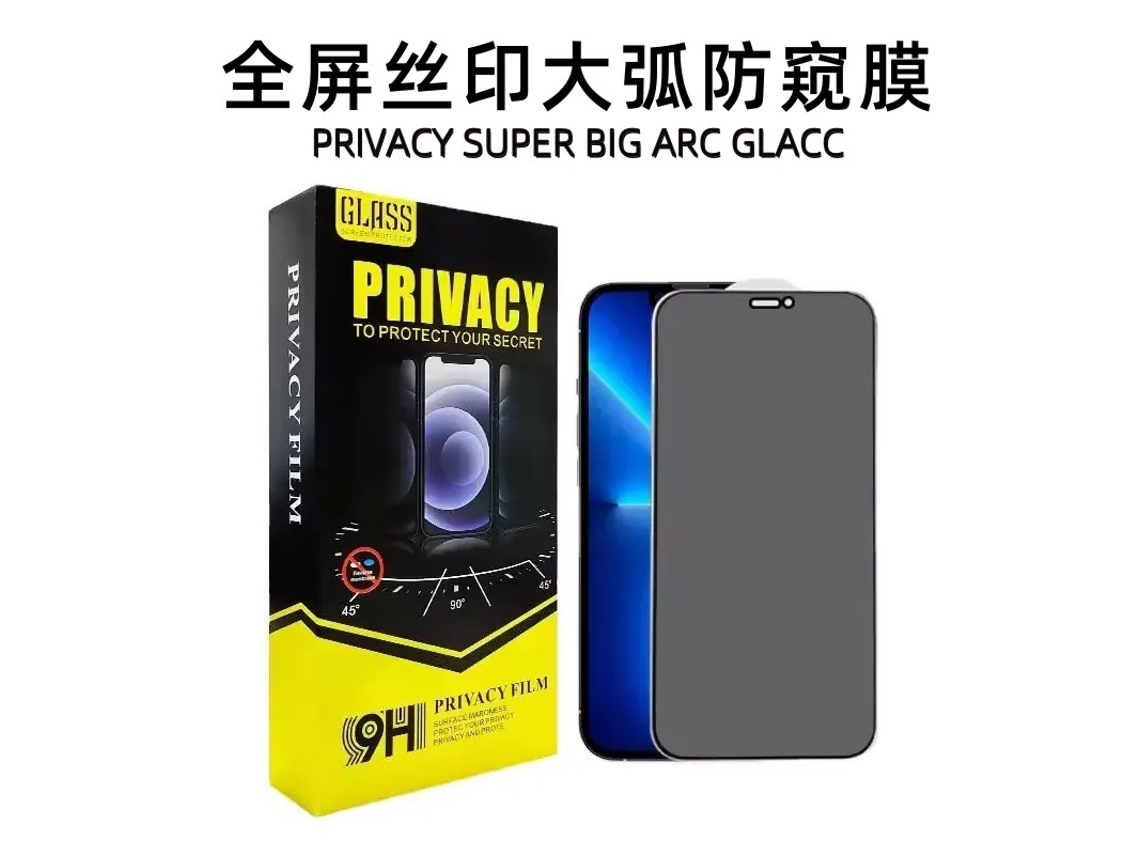 Temperado, Protetora De Tela Com Privacidade Total com Embalagem + Sachê De Álcool, Para Iphone 14 Plus
