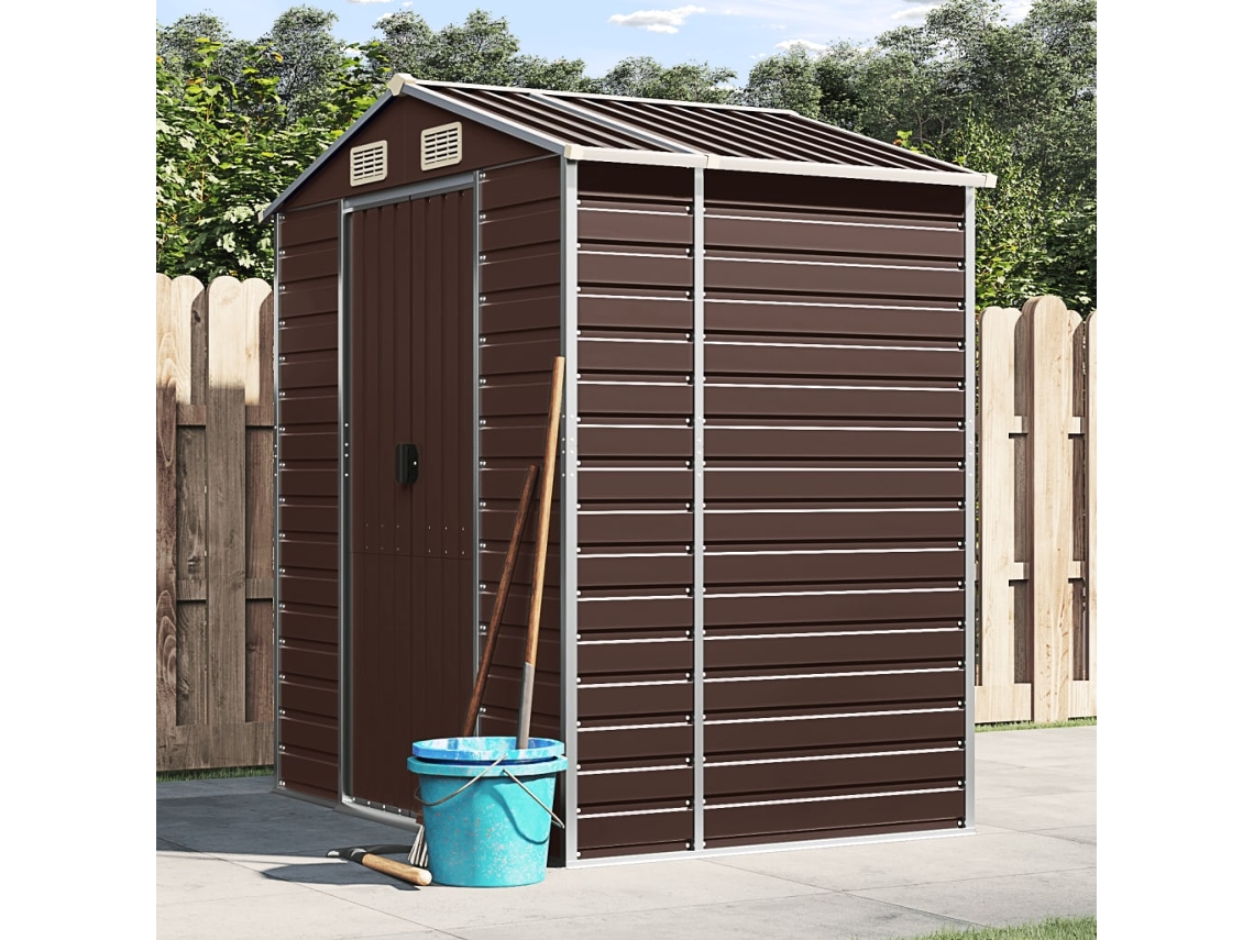 Vidaxl Abrigo De Jardim 191x130x198 Cm Aço Galvanizado Castanho