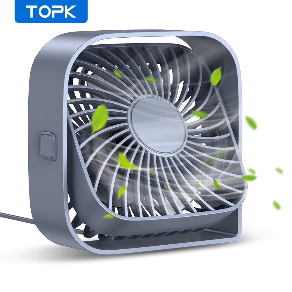 (cinza) Mini Ventilador De Mesa Portátil Usb, Silencioso, Com Três Velocidades