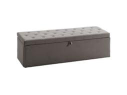 Banco retangular com armazenamento, assento acolchoado, pés de aço, 110x44x49cm, bege CHEZMOI
