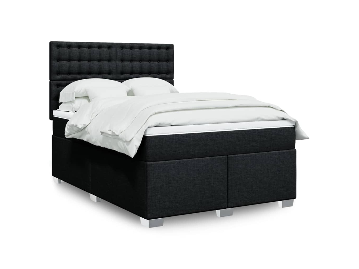 Vidaxl Cama com Molas/colchão 160x200 Cm Tecido Preto