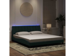 Vidaxl Estrutura De Cama Com Led Sem Colchão Hanko 180x200 Cm Veludo Verde-escuro