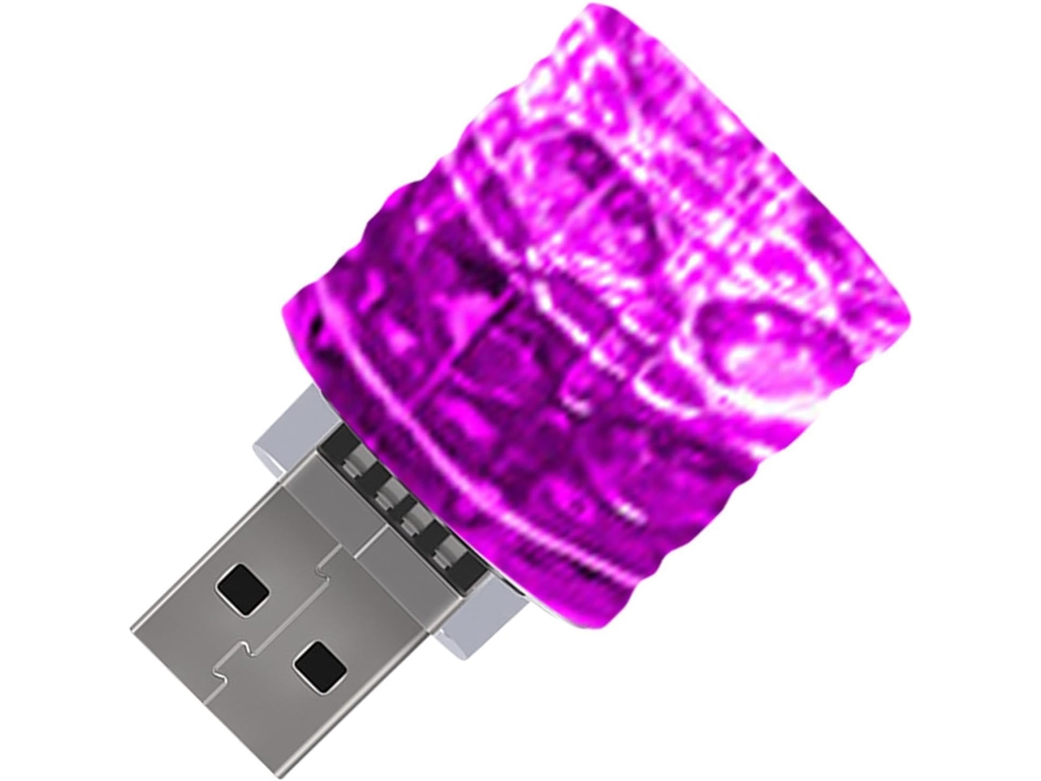 Lâmpada Usb Compacta Para Carro Com Iluminação Ambiente E 8 Cores