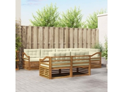 Vidaxl Conjunto De Sofás Para Exterior 7 Pcs Natural E Creme
