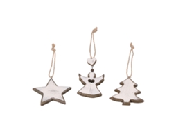 Laxiscreed Conjunto De Ornamentos De Natal Em Cedro Com Estrelas E Anjos, 3 Peças