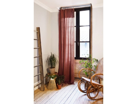 Conjunto de 2 cortinas ajustáveis 8 argolas Gaîa 140 x 300 cm Gazeta de algodão - Gaïa Terracota