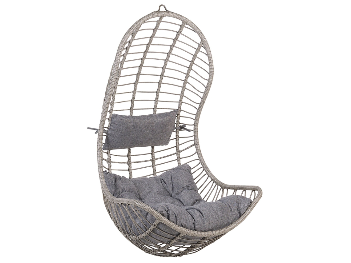 Silla Colgante Beliani Pineto De Ratán Sintético Gris 66x80x137